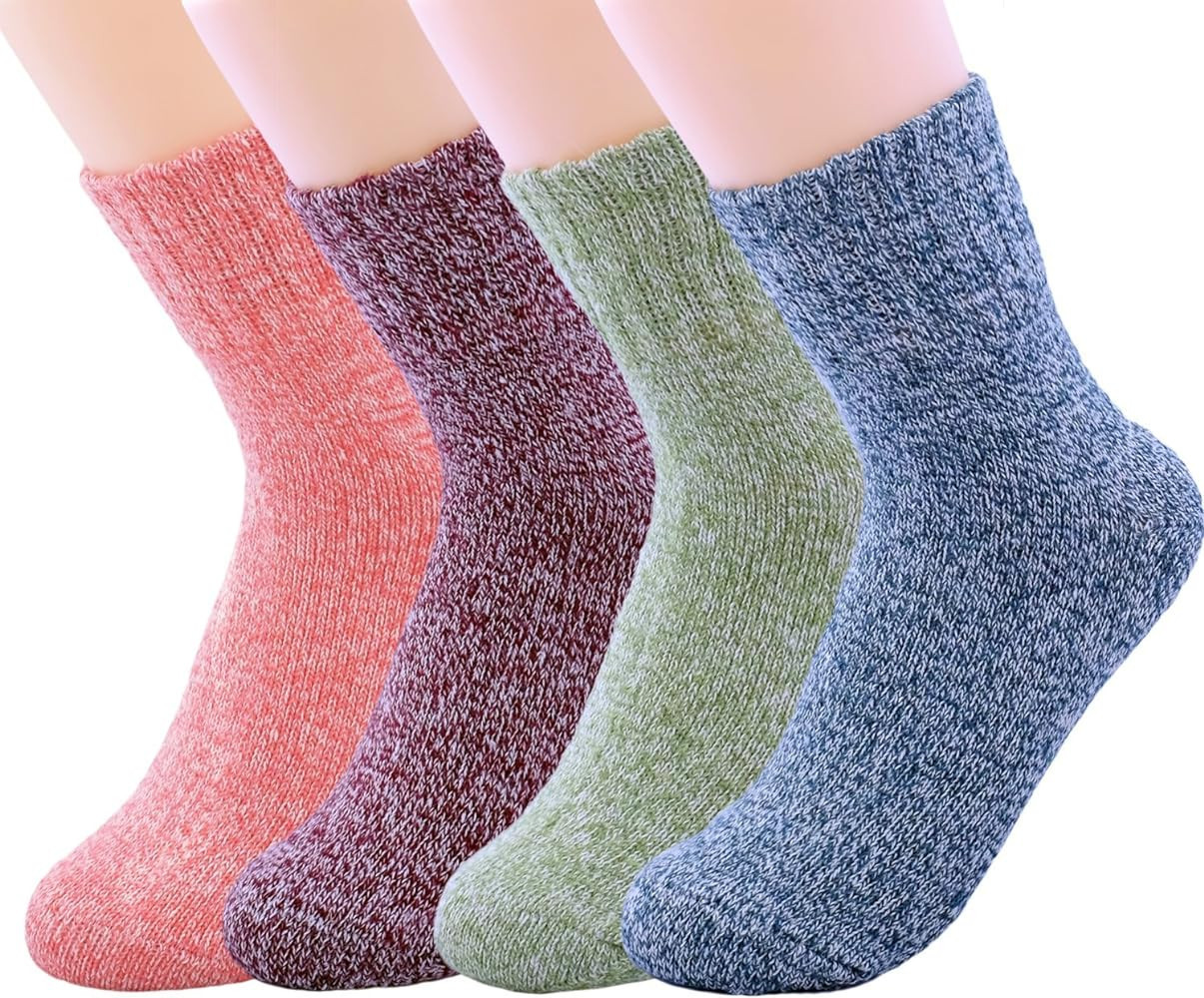 JOYCA & CO. 3-5 Pairs Womens Multicolor Fashion Warm Wool Cotton Thick Winter Crew Socks | Amazon (US)