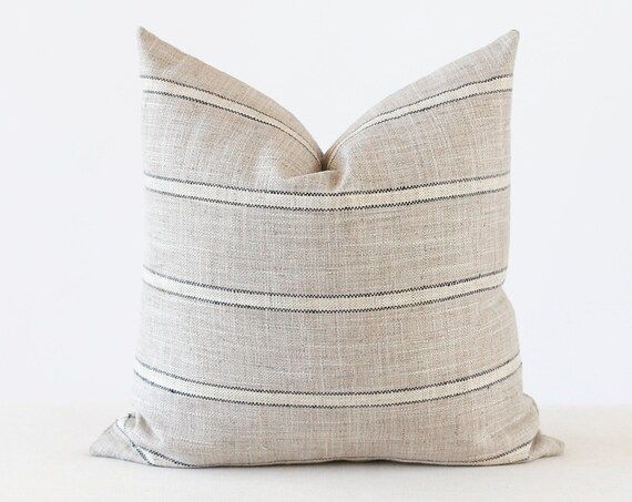 Grey Stripe Pillow Cover Modern Farmhouse Taupe Grey Stripe | Etsy | Etsy (US)
