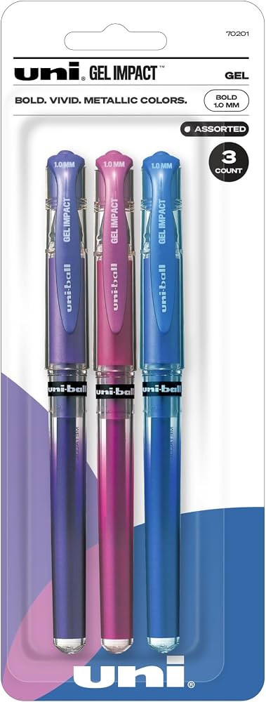 uniball Signo Gel Impact Pens, Bold Point (1.0mm), Assorted Metallic, 3 Pack | Amazon (US)
