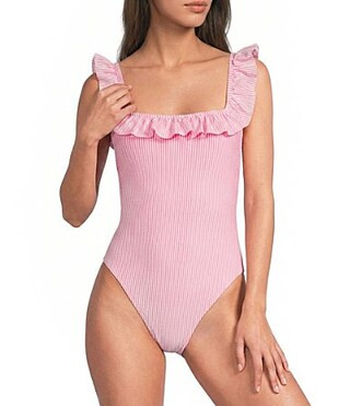 Lilly Pulitzer Aemma Seersucker Stripe Ruffle One Piece Swimsuit -  8 | Dillard's