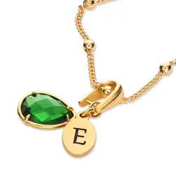 Marlotte Birthstone Initials Drop Necklace in 18K Gold Vermeil | MYKA