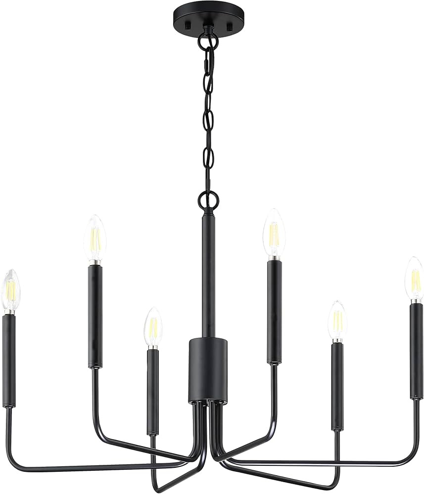 Leading Lighting 6-Light Rustic Industrial 26" Chandeliers Lighting Fixtures Black Finish Candle ... | Amazon (US)