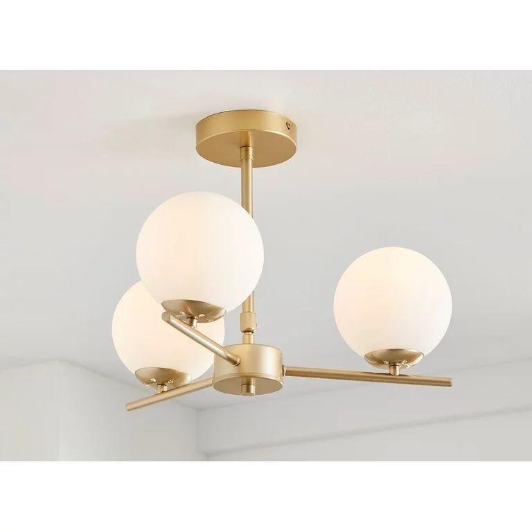 Better Homes & Gardens Three Globe Ceiling Light Burnished Brass 3pcs T6 Bulbs Included | Walmart (US)