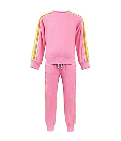 Lola The Boys LittleBig Girls Pink Rainbow Sequin Long Sleeve Sweatshirt Jogger Pants Set - 2 | Dillard's