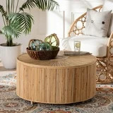 bali & pari Miami Boho Coffee Table, Natural Rattan, Light Honey | Walmart (US)