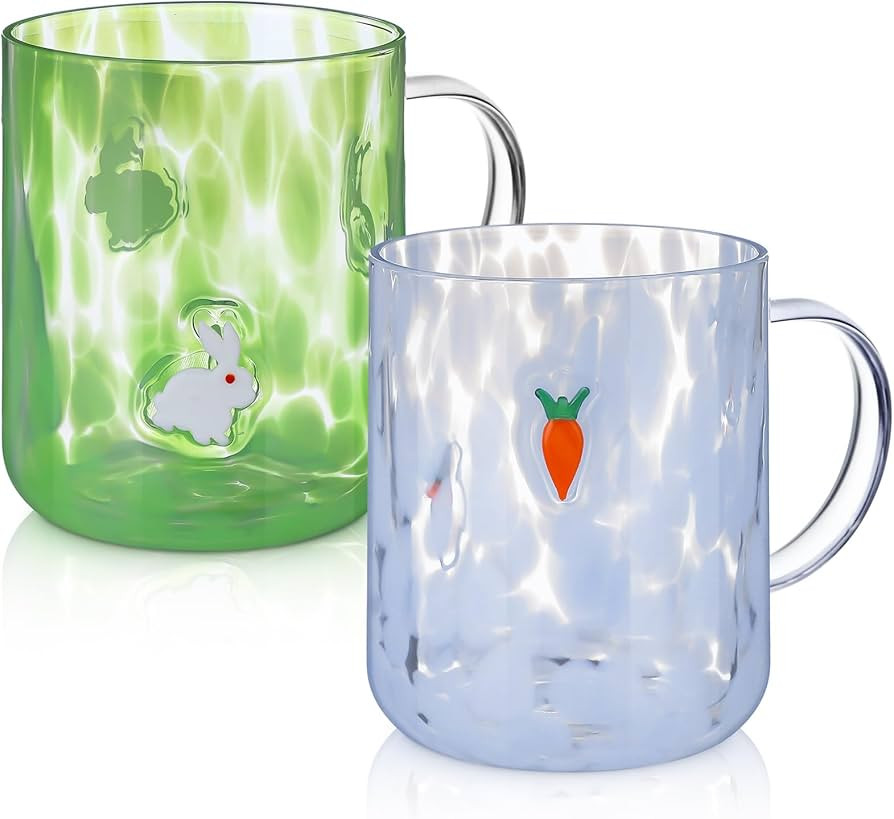 2 Pcs Icon Juice Glasses Rabbit Carrot Icon Easter Glasses Cups with Handle, 16 oz Spring Juice G... | Amazon (US)