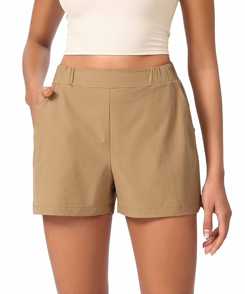 ODODOS Stretch Woven Relaxed Shorts for Women Elastic High Waist Summer Lightweight Casual Shorts... | Amazon (US)