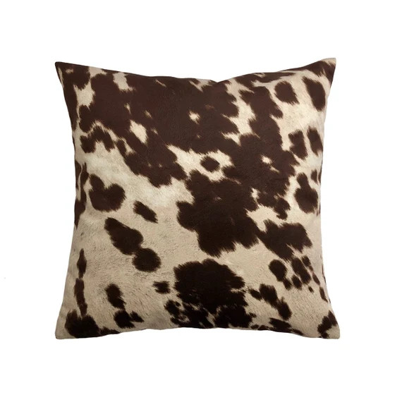 Faux CowHide Brown Pillow Cover Udder Madness Cow Upholstery Milk, Euro, Sham, Kidney, Lumbar Pil... | Etsy (US)