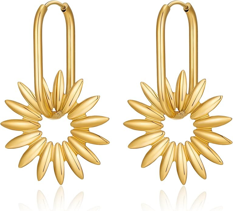 Gold/Silver Sun Dangle Earrings for Women Trendy Shell Earrings Statement Earrings Summer Beach J... | Amazon (US)