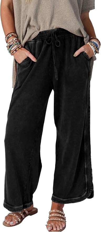 Women's Casual Wide Leg Pants High Waist Drawstring Sweatpants Baggy Athletic Trousers with Pocke... | Amazon (US)