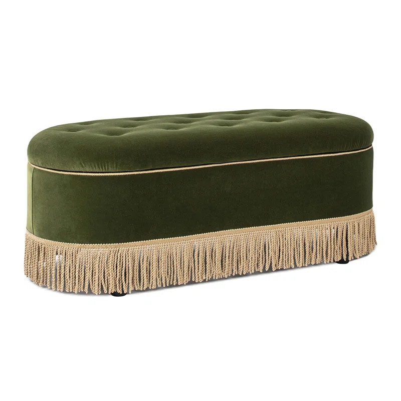 Oval Tufted Bullion Fringe Storage Bench | Wayfair North America