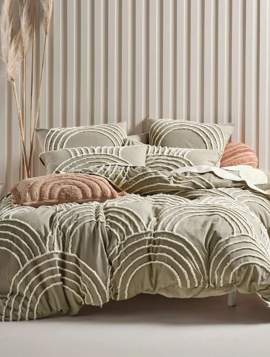 5 Pcs Sage Green Tufted Cotton Duvet Cover set, Luxury Boho Bedding, Down comforter Cover, Pillow... | Etsy (CAD)