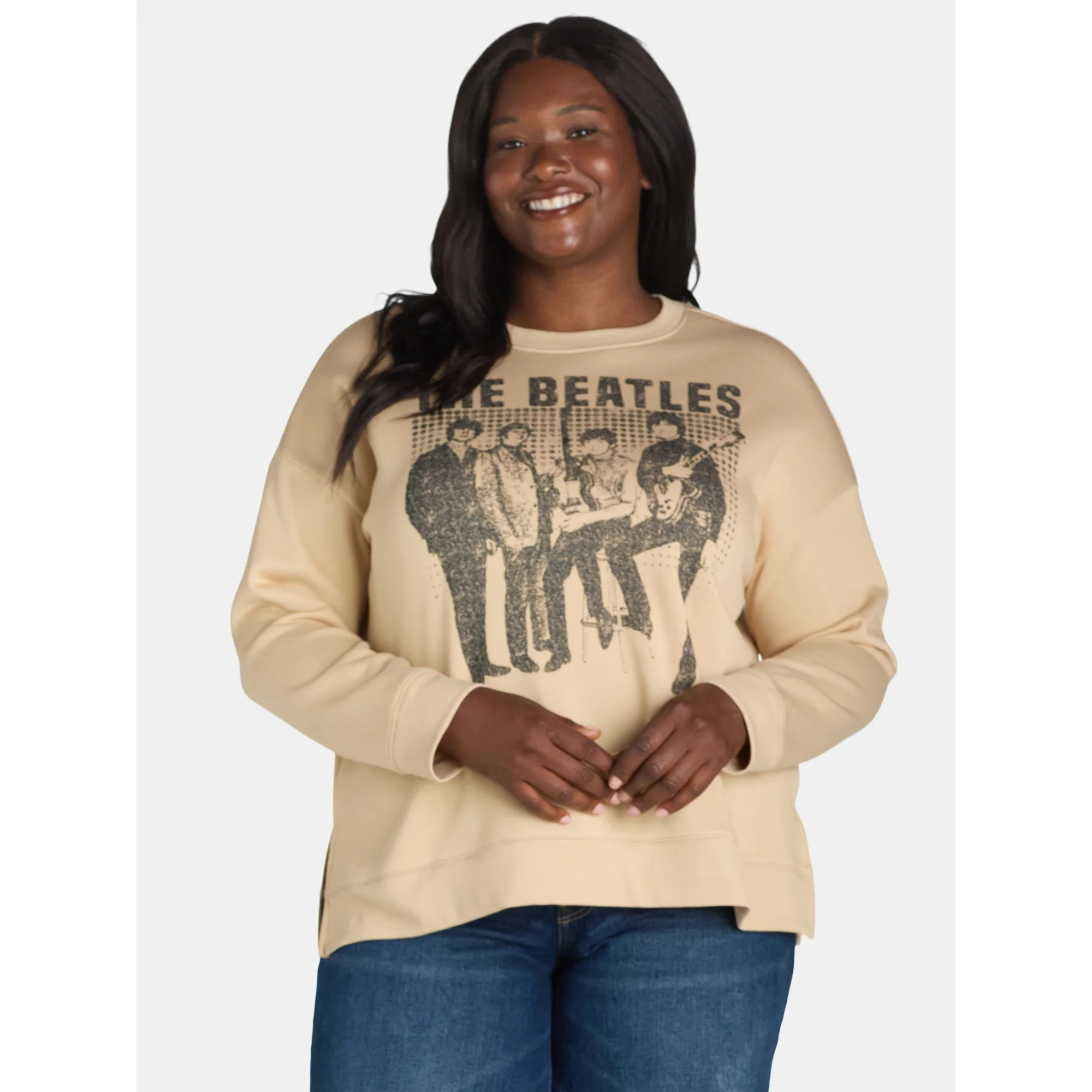 Terra & Sky Women's Plus Size Beatles Graphic Band Sweatshirt with Long Sleeves, Sizes 0X-5X | Walmart (US)