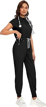 niaahinn Women's Comfortable Medical Scrub Set - Soft Stretch Jumpsuit & Jogger | Amazon (US)