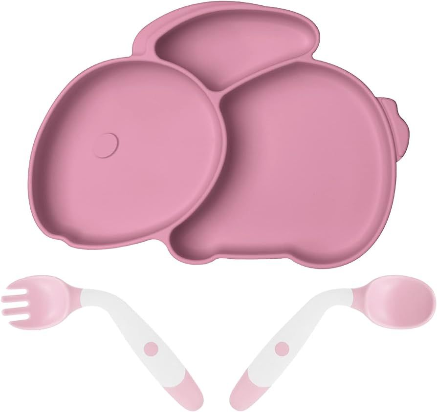 Vicloon Toddler Plates with Suction, Toddler Plates with Spoon & Fork, 100% Food-Grade Silicone D... | Amazon (US)