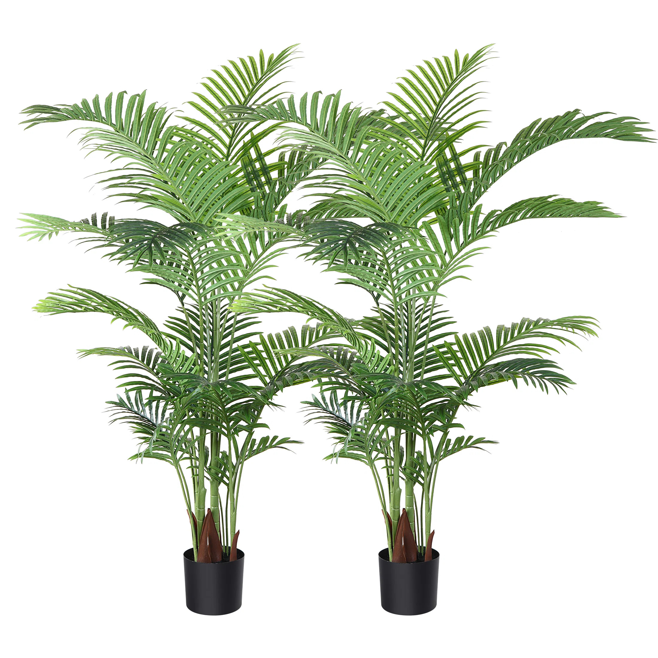 Adcock 2 - Piece Artificial UV Resistant Palm Tree in Pot Set, Faux Plant (Set of 2) | Wayfair North America