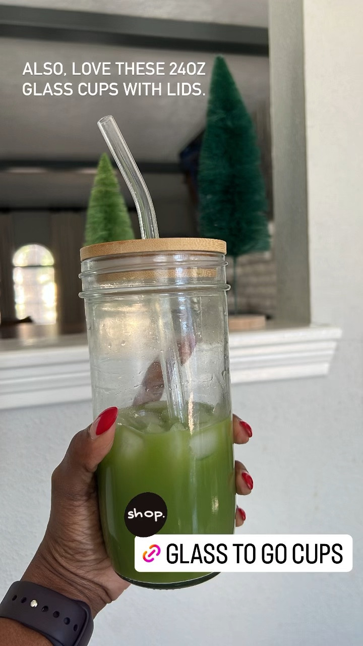 24 oz glass cups with lids for drinks to go  

#LTKunder50 #LTKtravel #LTKhome