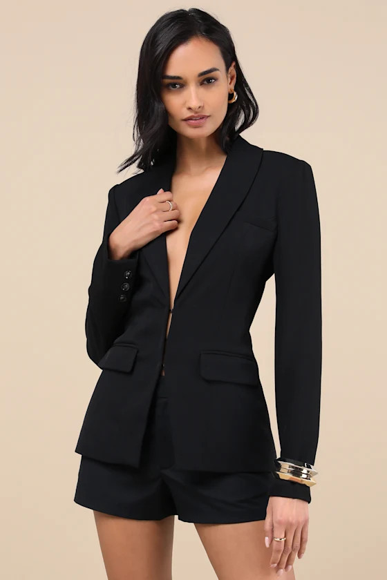 Polished Icon Black Fitted Blazer | Lulus