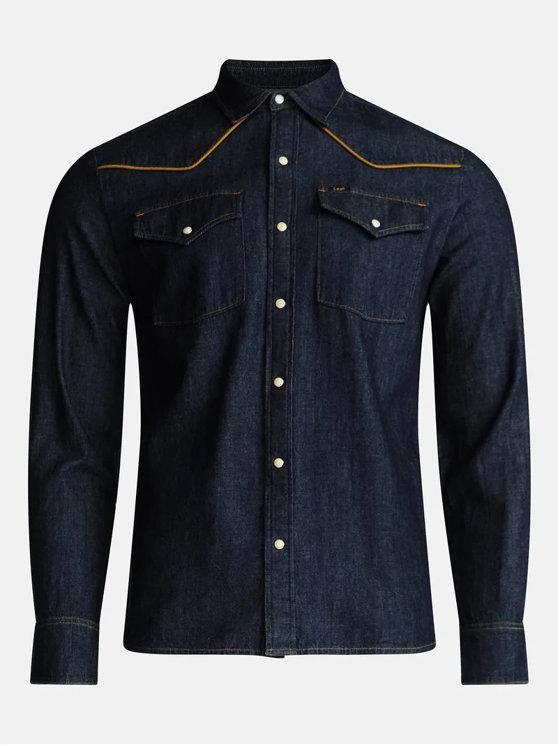 Kacey Lee Men's Western Denim Shirt with Long Sleeves, Sizes S-2XL | Walmart (US)