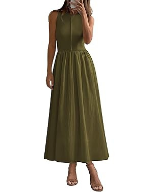 PRETTYGARDEN Maxi Dresses for Women 2026 Summer Casual Sleeveless Patchwork Flowy Vacation Sundre... | Amazon (US)