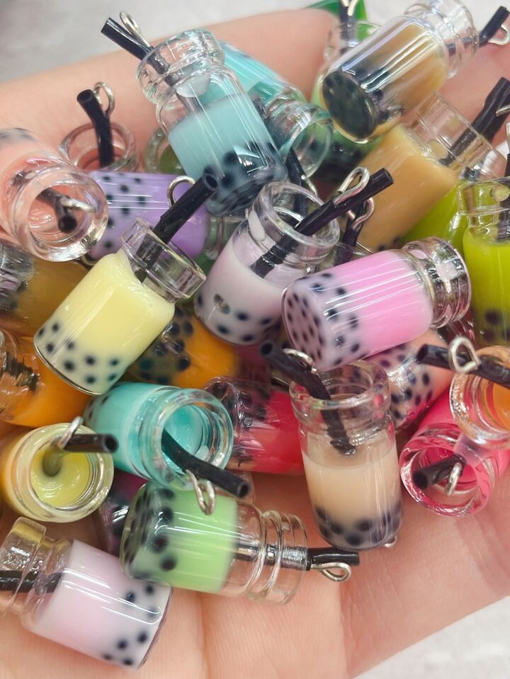 10pcs/Package Life-Like Food Toy 3d Simulated Faux Pearl Boba Milk Tea Cup Earrings, Phone Case A... | SHEIN