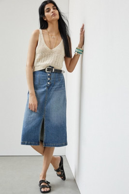 Pilcro Slim Denim Midi Skirt | Anthropologie (US)