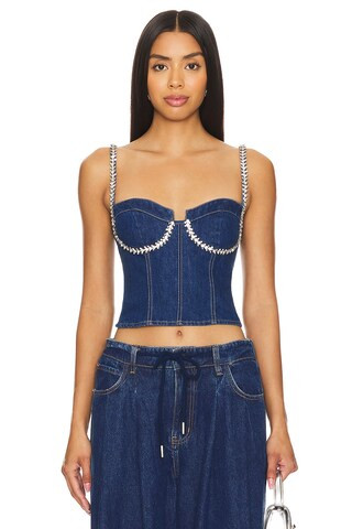 superdown Ash Bustier Top in Dark Blue Wash from Revolve.com | Revolve Clothing (Global)