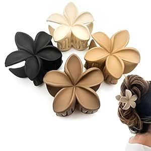 Luvearo 4pc Nonslip Matte Flower Hair Clips for Women Thick/Thin Hair Accessories for Women Neutr... | Amazon (US)