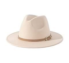 Lisianthus Women Classic Felt Fedora Wide Brim Hat with Belt Buckle | Amazon (US)