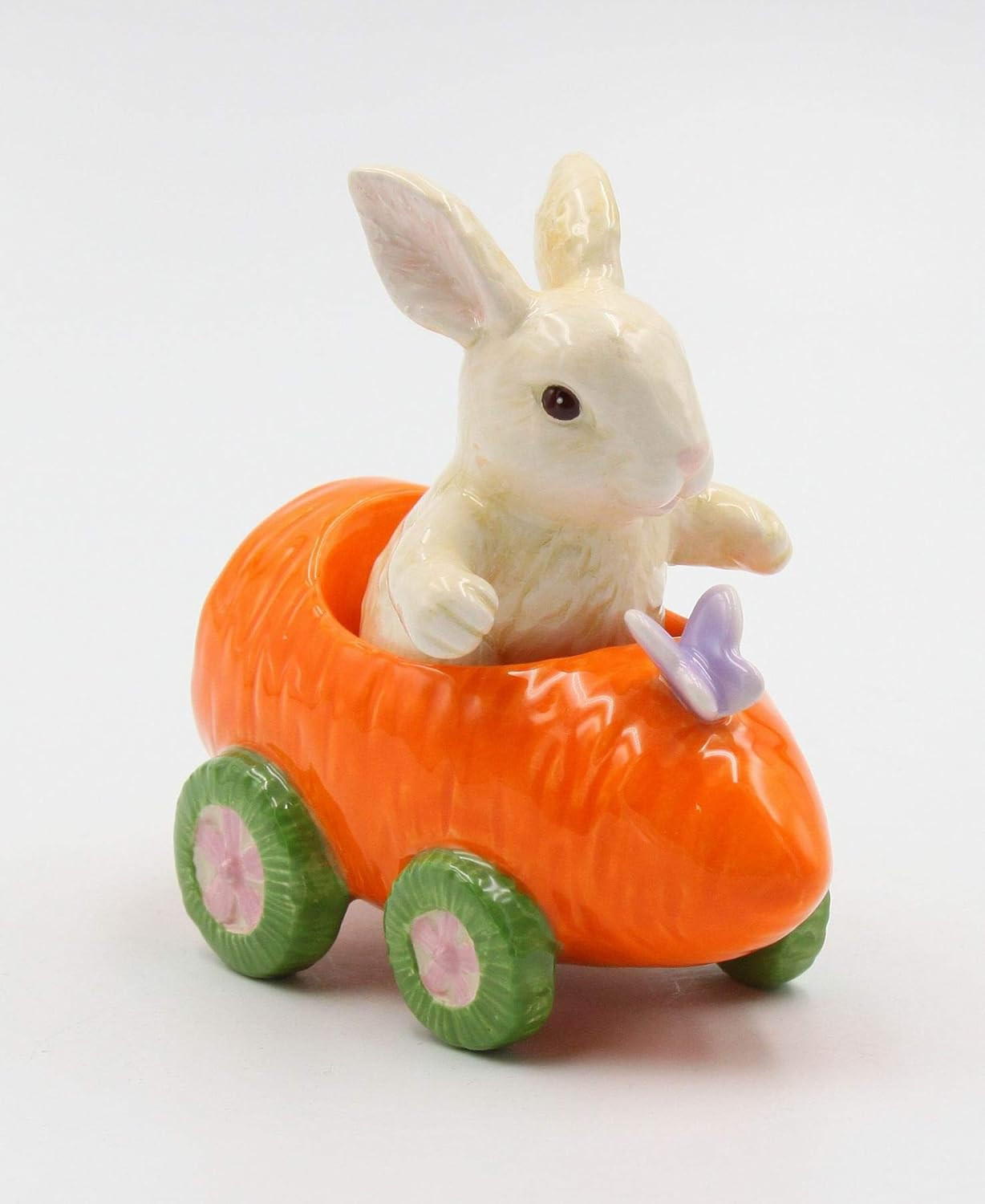 Fine Ceramic Bunny Rabbit on Carrot Cart Salt & Pepper Shakers, 4 1/4" L | Amazon (US)