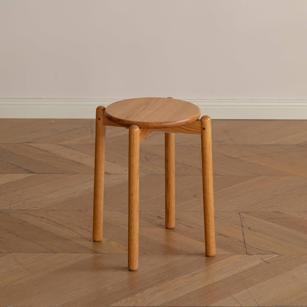 Oak Stackable Stool, Small Plant Stand, Round Wooden Stool for Dining Room, Living Room, Entryway... | Amazon (US)