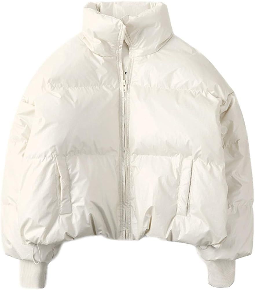 Women's Winter Baggy Stand Collar Cropped Puffer Down Jacket Coat | Amazon (US)