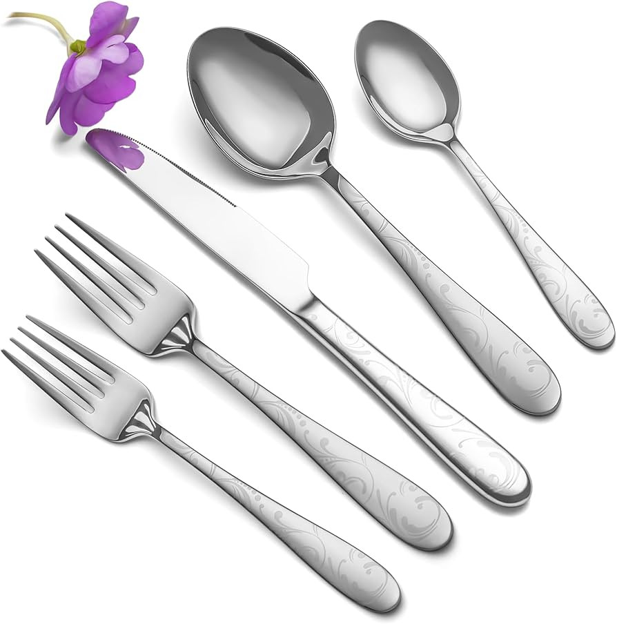 40 Piece Silverware Set Service for 8, EIUBUIE Premium Stainless Steel Cutlery Set, Mirror Polish... | Amazon (US)