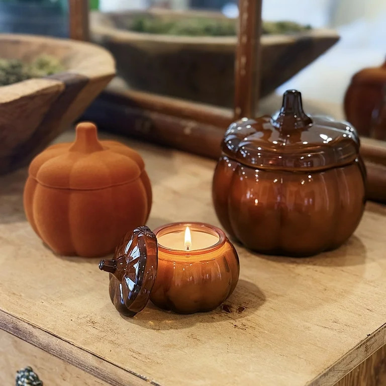 Better Homes & Gardens Farm Apple Pumpkin Scented 2-Wick 10oz (284.3 g) Medium Flocked Pumpkin Ja... | Walmart (US)