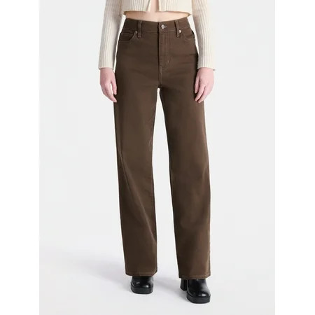 No Boundaries High Rise Baggy Wide Leg Jeans, 32" Inseam, Women’s and Women's Plus | Walmart (US)
