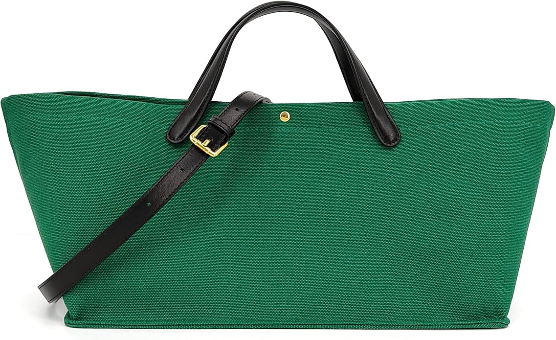 2Pcs Set, Large Leather/Canvas Tote Bag for Women, Casual Designer Detachable Crossbody Shoulder ... | Amazon (US)