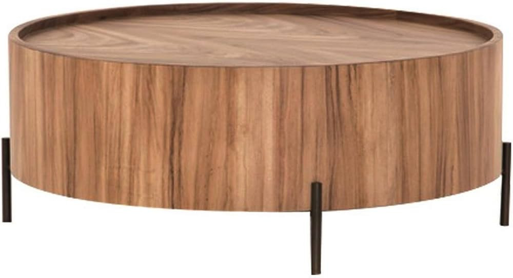 Benjara - Mesa auxiliar redonda de 39 pulgadas, patas de trípode de hierro negro, madera marrón... | Amazon (US)