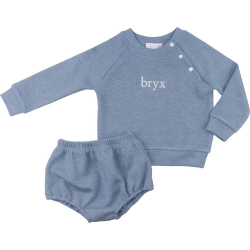 Blue Woven Sweater Diaper Set | Cecil and Lou