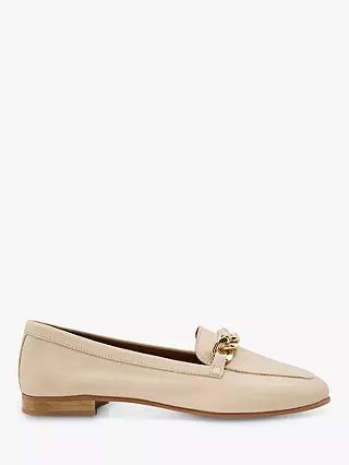 Dune Goldsmith Leather Chain Detail Loafers, Ecru | John Lewis (UK)