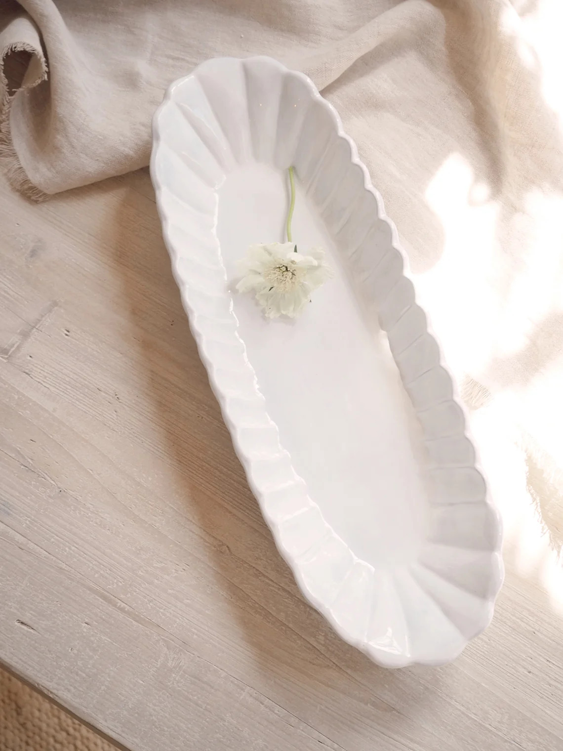 Incanto White Scallop Bread Server | The Cross Decor & Design