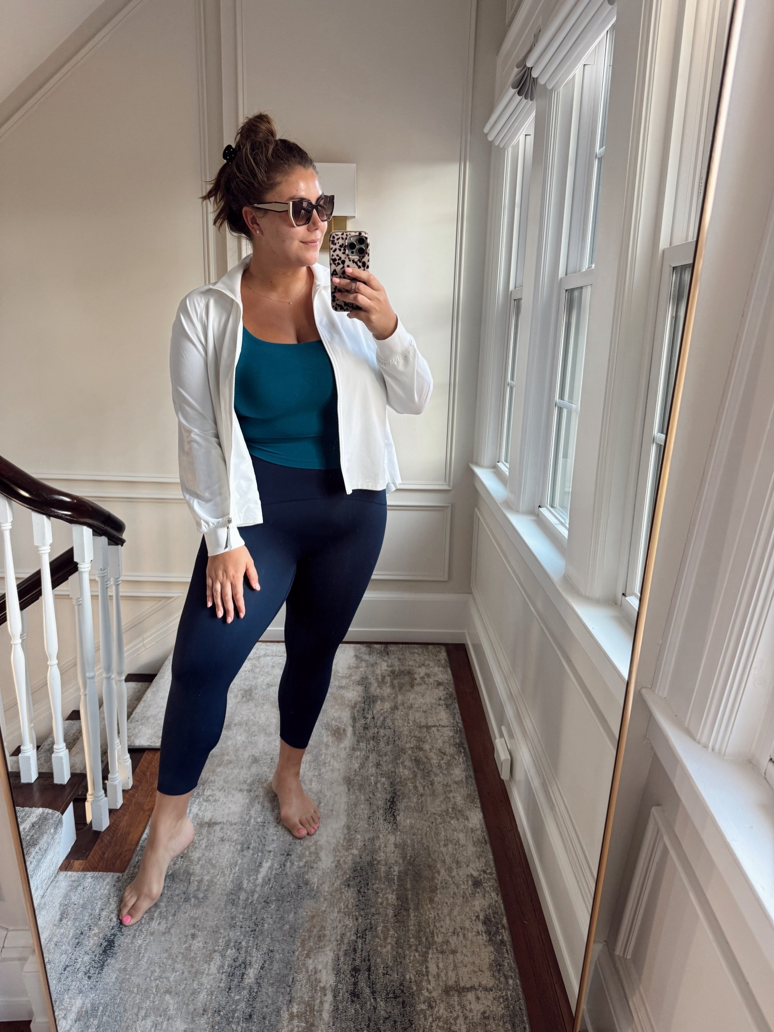 Workout outfit - wearing size 1X in top & leggings. Jacket is old Athleta, sharing similar styles. 
*use CARALYNM at Cakes Body 
*use CARALYN15 at Spanx on your first order 