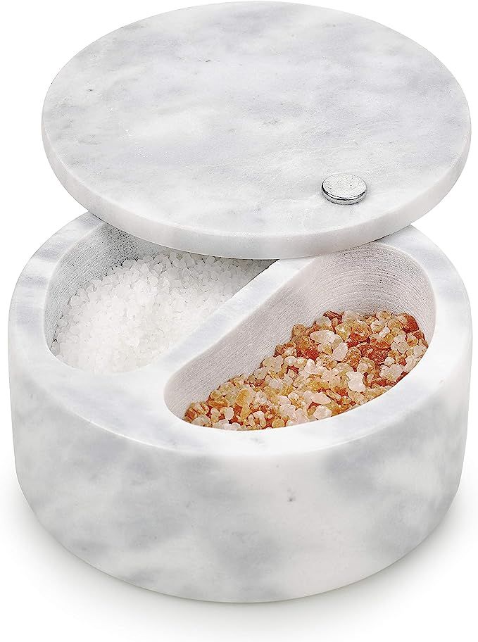 Homiu Salt Cellar Marble 2 Compartment with Swivel Top Storage | Amazon (US)