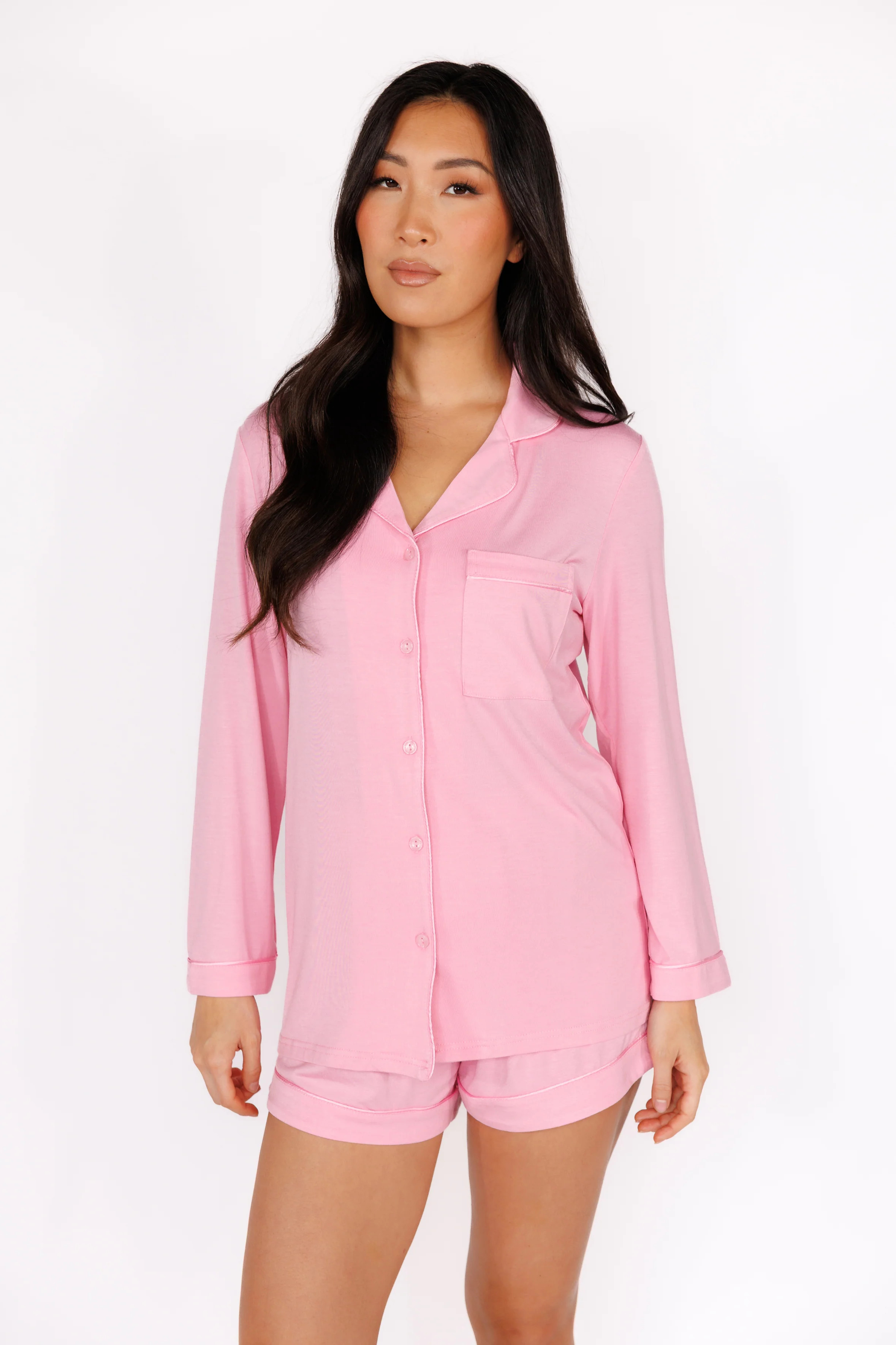 Primrose Pink Long Sleeve & Short Pajama Set | In My Sundays