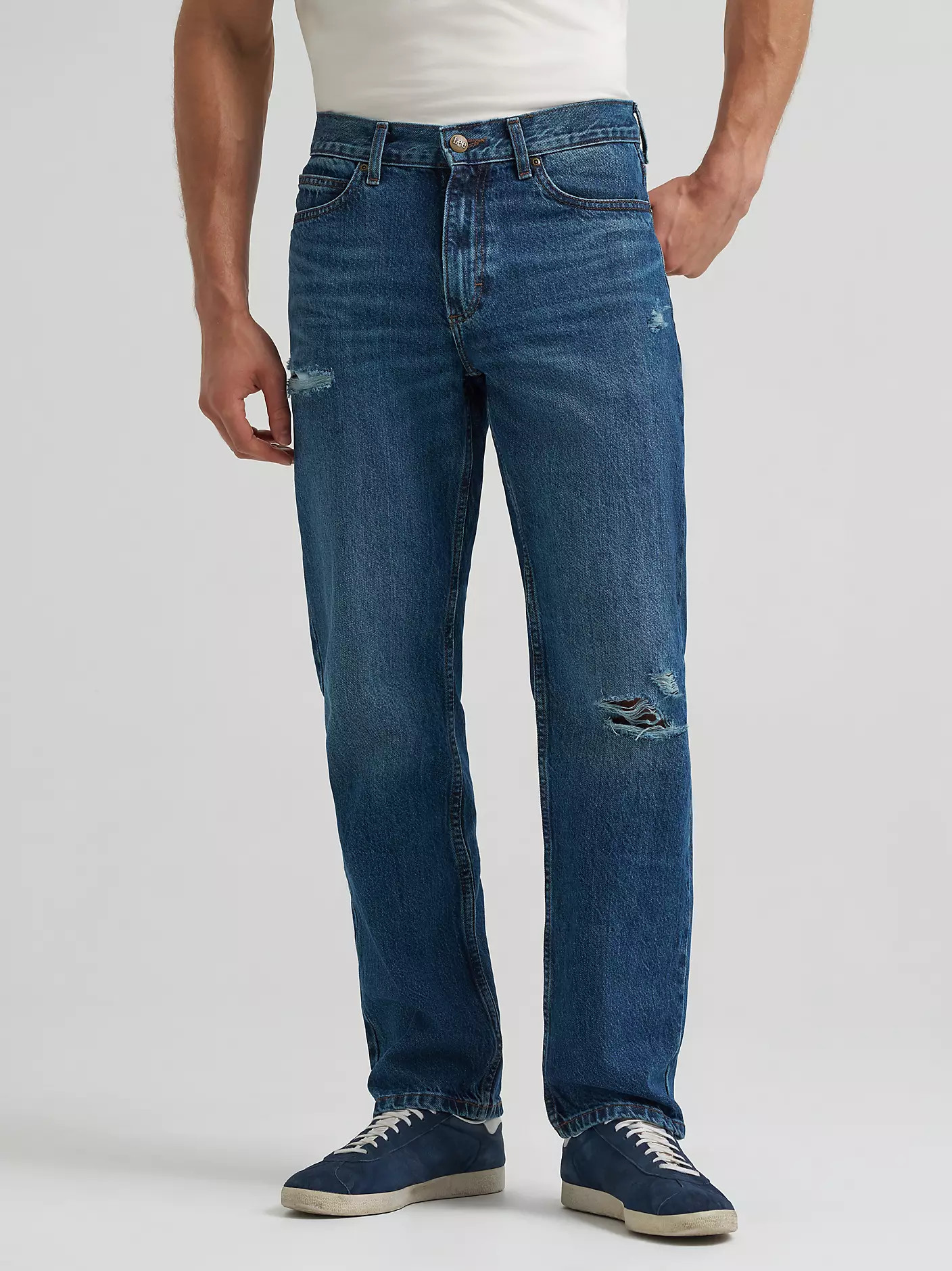Men's Distressed 100% Cotton Relaxed Straight Jean | Lee Jeans