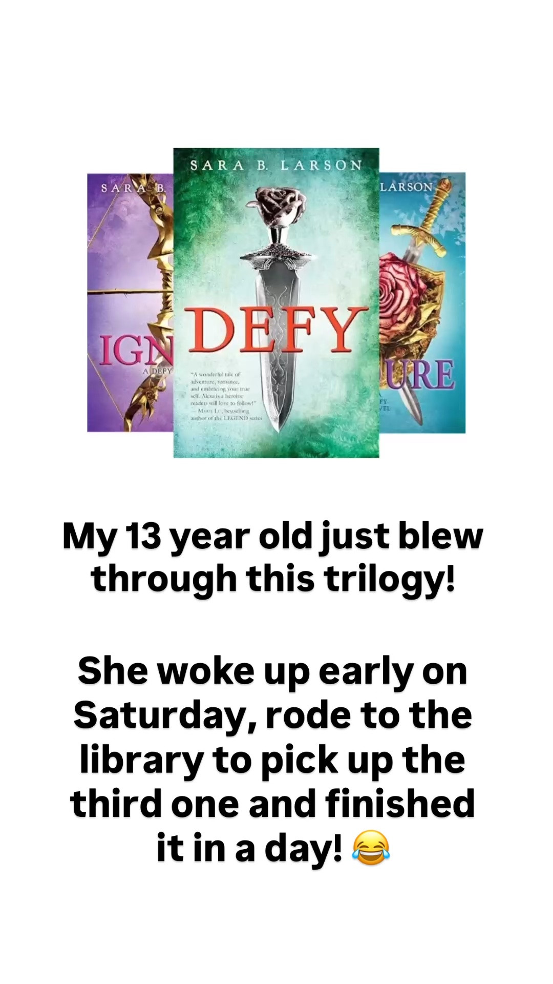 My 13 year old just blew through this trilogy! 
(The first two books in the series are on Kindle Unlimited)

#LTKKids