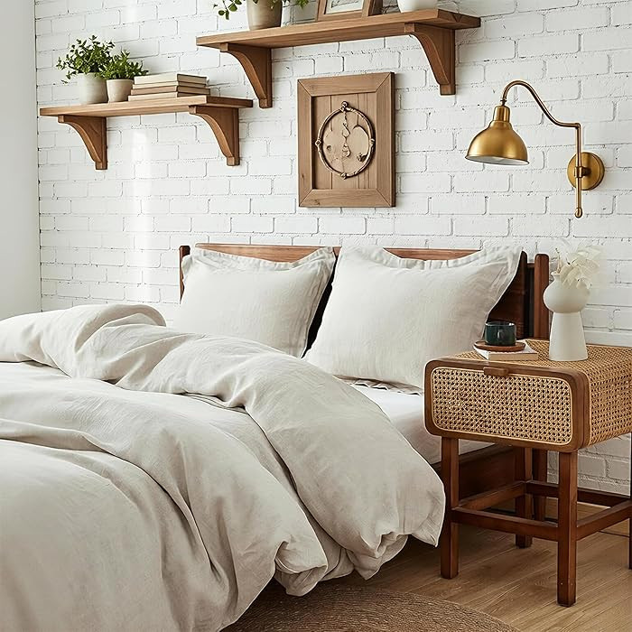 Simple&Opulence 100% Linen Duvet Cover Set 3pcs Basic Style Natural French Washed Flax Solid Colo... | Amazon (US)
