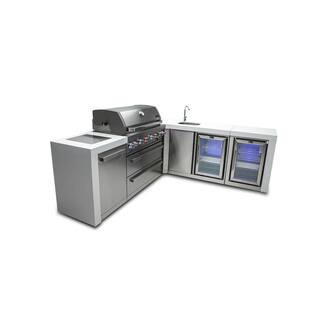 Deluxe Series 6-Burner L-shaped Outdoor Kitchen Propane Natural Gas Grill Island with 2 Refrigerators in Stainless Steel | The Home Depot