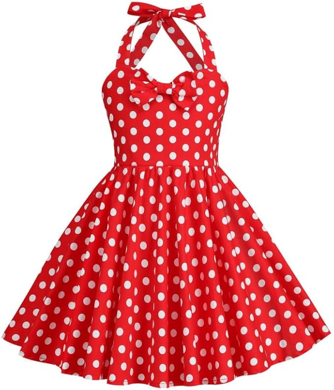 ODIZLI Girl Dress Polka Dot Princess Party Dresses with Scoop Neck/Lapel Sleeveless 4-12 Years Bi... | Amazon (US)