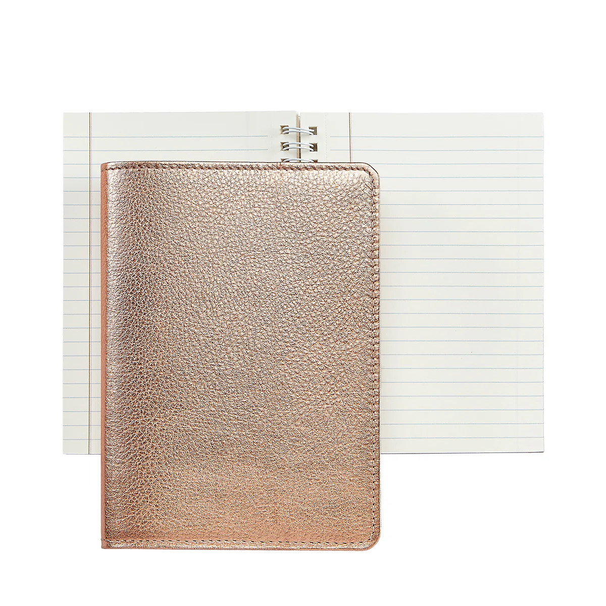 7" Wire-O-Notebook | Rose Gold Goatskin Leather | GiGi New York / Graphic Image
