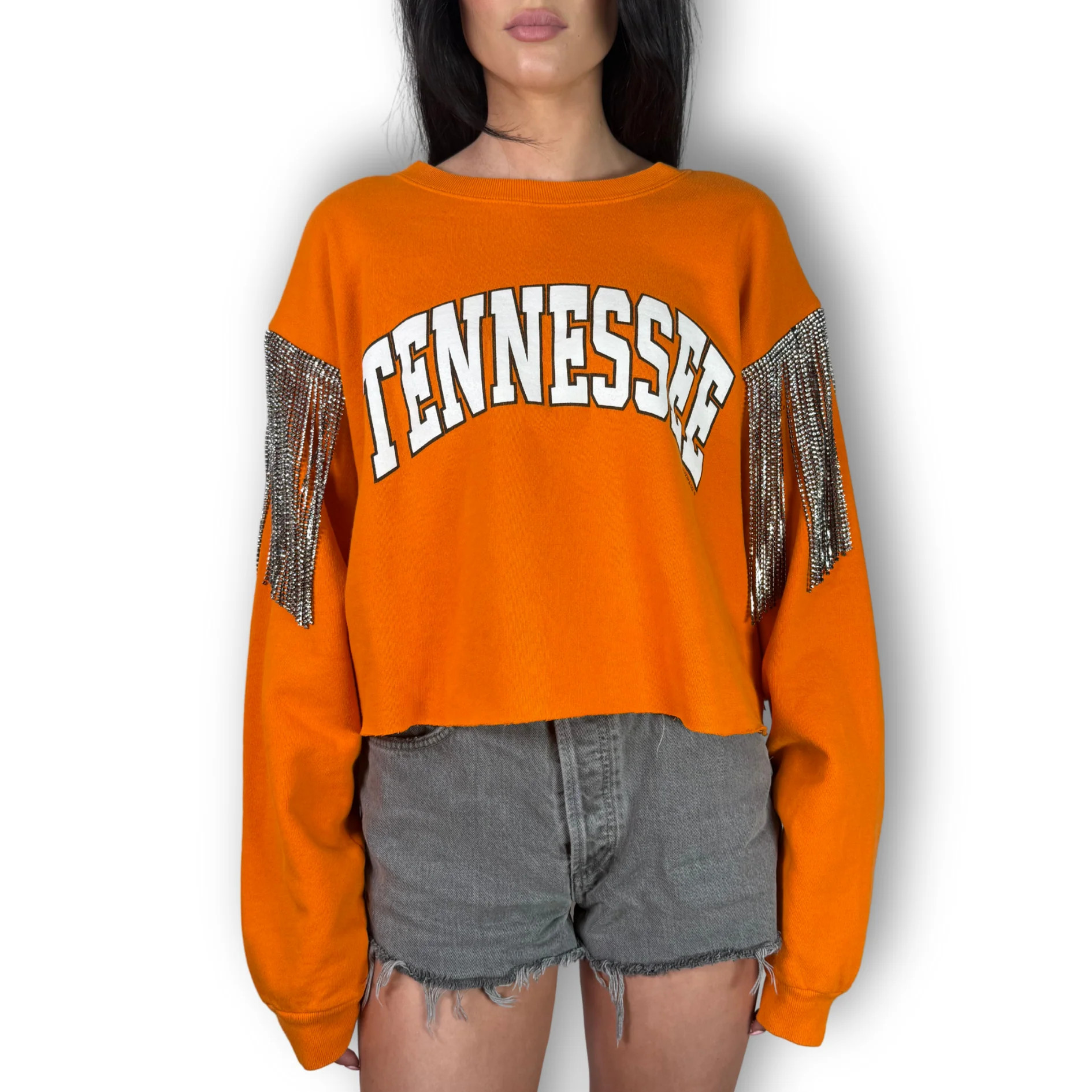 VINTAGE RHINESTONED FRINGE SWEATSHIRT | Daniel Diamond